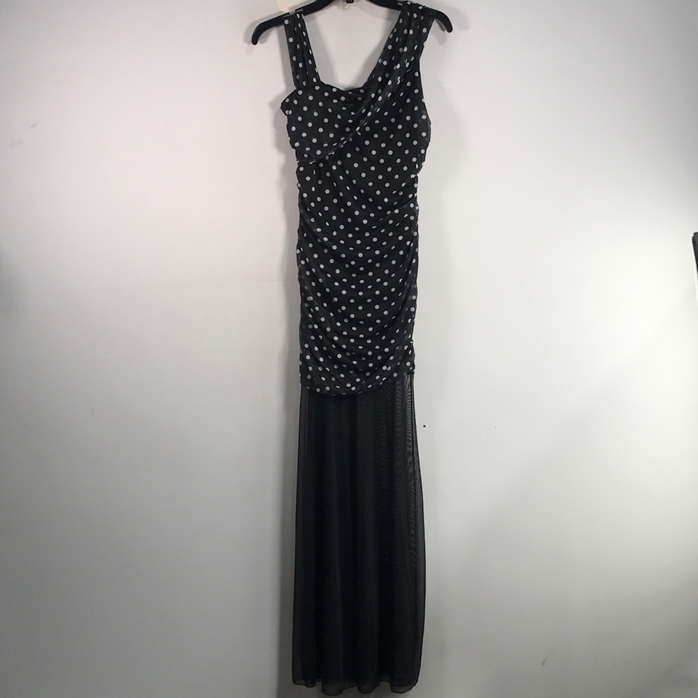 KAIIA Slinky Asymmetric Off Shoulder Sheer Maxi Dress, Women's Size 8 - Black